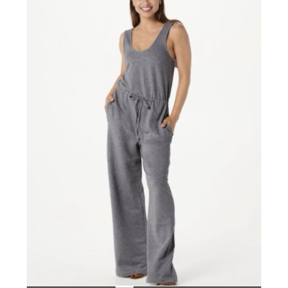 NWT 3X Barefoot Dreams Malibu Collection Luxe Gray Lounge Wide-Leg Jumpsuit